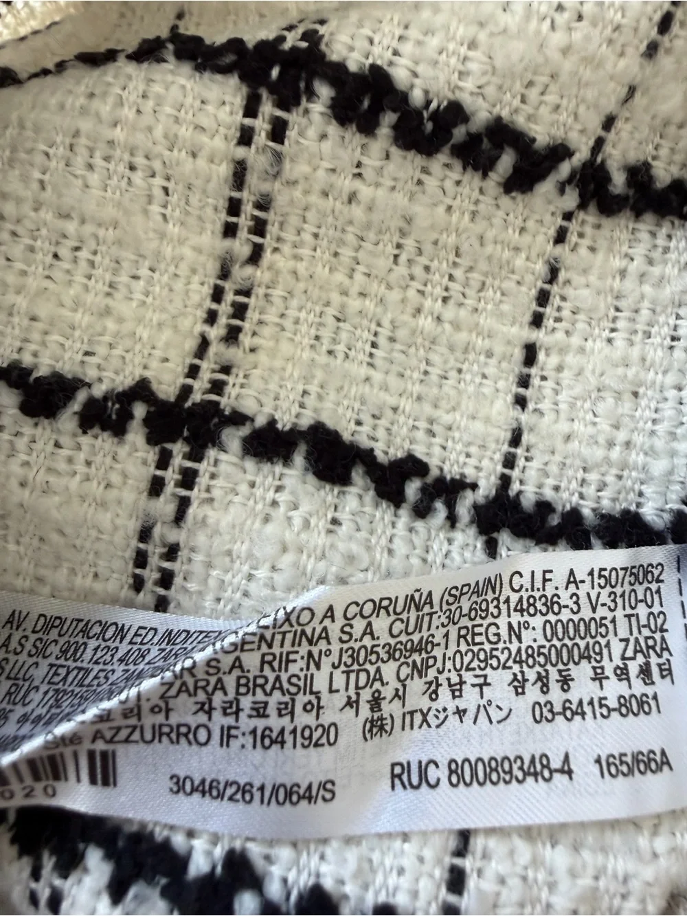 Zara High Waisted Tweed Check Bermuda Shorts Wool Blend Ivory Black S